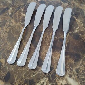 International Gran Royal Set Of 5 Butter Knives Glossy Stainless Flatware